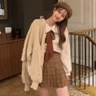 Bow Shirt / Cardigan / Plaid A-line Skirt