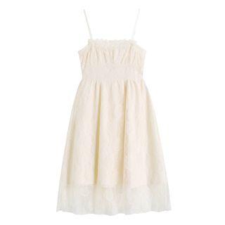 Spaghetti Strap Lace Midi A-line Dress / Puff-sleeve Dress