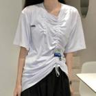 Short-sleeve Printed Crinkled T-shirt