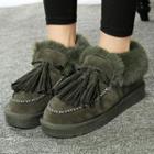 Tasseled Fluffy Ankle Boots
