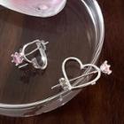 Heart Arrow Alloy Earring 1 Pair - Silver & Pink - One Size