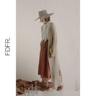 Open-front Long Light Cardigan With Sash