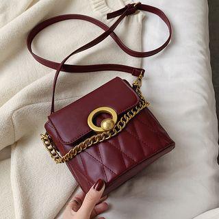 Faux Leather Quilted Hoop Crossbody Bag
