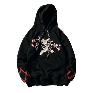 Cranes Print Hoodie