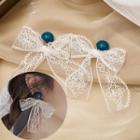 Lace Bow Dangle Earring E174020 - 1 Pair - Blue & White - One Size