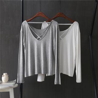 Open Back Long-sleeve Cropped T-shirt
