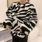 Long-sleeve Zebra Printed Sweatshirt