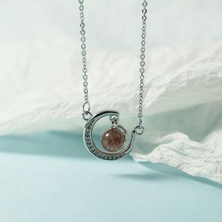Faux Crystal Alloy Moon Pendant Necklace As Shown In Figure - One Size