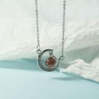 Faux Crystal Alloy Moon Pendant Necklace As Shown In Figure - One Size