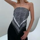 Patterned Strapless Top Patterned - Black & White - One Size