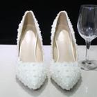 Faux Pearl Lace Pointy Pumps / Flats