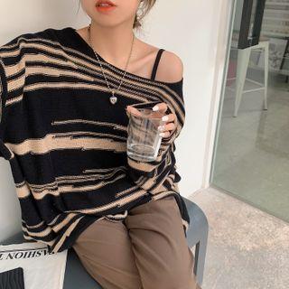 Striped Sweater Almond & Black - One Size