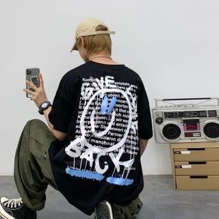 Graffiti Print Lettering Short-sleeve T-shirt