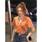 Short-sleeve V-neck T-shirt Tangerine - One Size