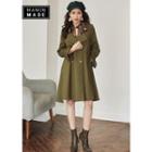 Laced Sleeve Double-breasted Trench Coat