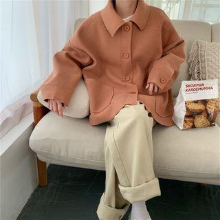Woolen Buttoned Coat Nude Pink - One Size
