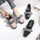 Square-toe Gingham Bow Loafers