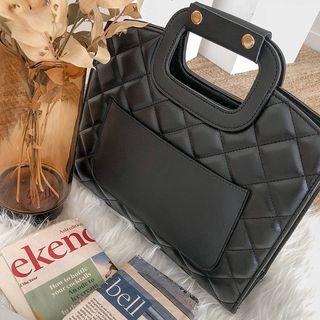 Cutout-handle Quilted Tote