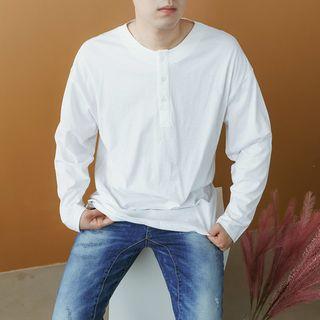 Plus Size Round-neck Henley