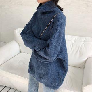 Plain Turtleneck Loose-fit Sweater