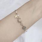 Faux Pearl Rhinestone Moon & Star Bracelet 1 Pc - Bracelet - Gold - One Size