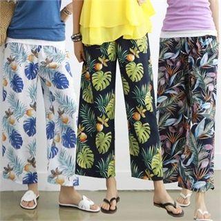 Drawcord Pattern Wide-leg Pants
