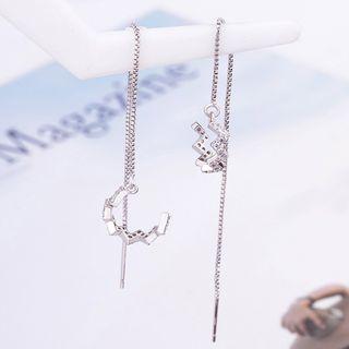 Rhinestone Threader Earring 1 Pc - White Gold - One Size