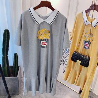 Short-sleeve Sequined Polo Dress