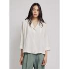 3/4-sleeve Single-breasted Jacket Cream - One Size