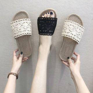 Lace Flat Slide Sandals