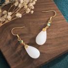 Faux Gemstone Alloy Drop Earring Cp229 - Gold & White - One Size