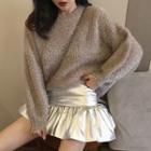 Glitter Sweater / Ruffle Hem Mini Skirt
