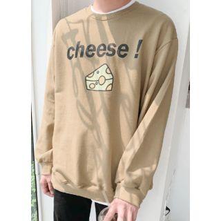 Cheese Printed Oversized Sweatshirt