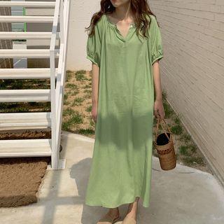 Short-sleeve Maxi Plain Dress
