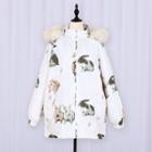 Rabbit Print Hooded Padded Coat/ Down Coat