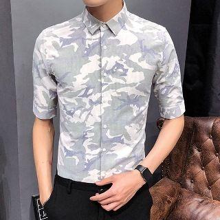 Short-sleeve Camouflage Printed Shirt