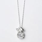 S925 Sterling Silver Puppy Rhinestone Pendant Necklace