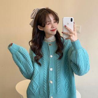 Lace Top / Cable Knit Cardigan
