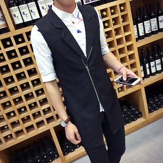 Plain Long Zip Vest