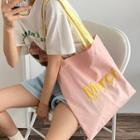 Lettering Tote Bag Yellow Lettering - Pink - One Size