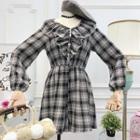 Long-sleeve Plaid Wide Leg Playsuit