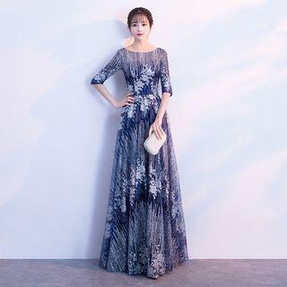 Elbow-sleeve A-line Evening Gown (various Design)