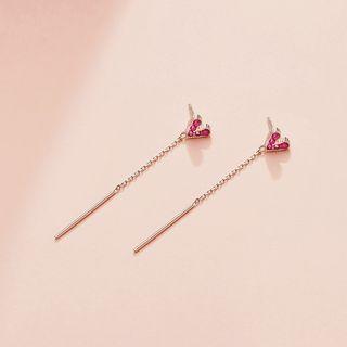 925 Sterling Silver Faux Pearl Rhinestone Heart Earring