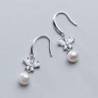 925 Sterling Silver Faux Pearl Drop Earring S925 Silver - 1 Pair - Silver - One Size