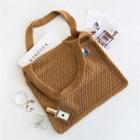 Waffle-knit Shopper Bag With Brooch
