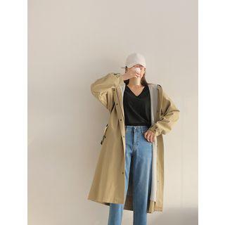 Plus Size Hooded Cotton Safari Coat