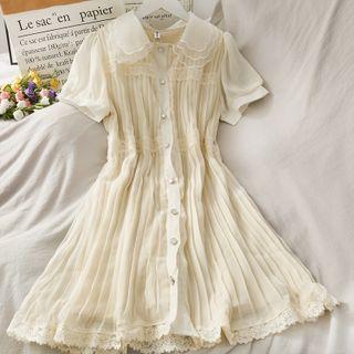 Patchwork Pleated Shirtdress