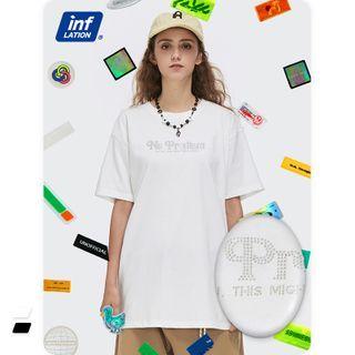 Unisex Rhinestone-letter T-shirt