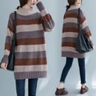 Mock-turtleneck Striped Sweater Stripes Sweater - One Size