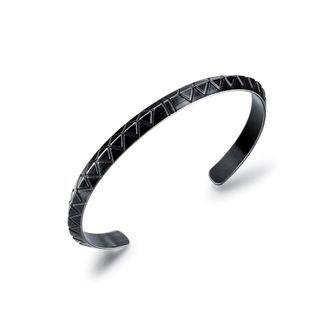 Simple And Fashion Plated Black Stripe Round 316l Stainless Steel Bangle Black - One Size